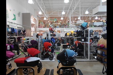 The store has a large area for buggies and pushchairs